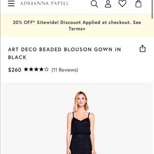 Adriana Papell Art Deco beaded blouson gown in “Black” Size 12